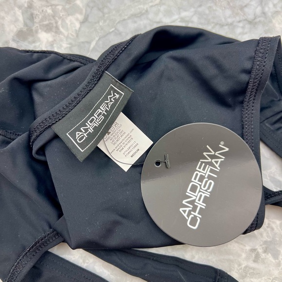 Andrew Christian Black Swim Trunks with Buckle - Picture 3 of 3